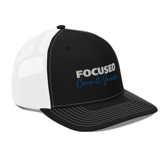 Snapback Black and White Trucker Cap - Focused Commit Success