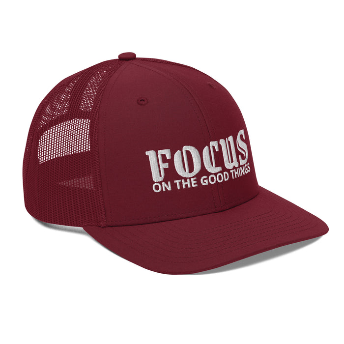 Snapback Cardinal Trucker Cap - Focus On The Good Things