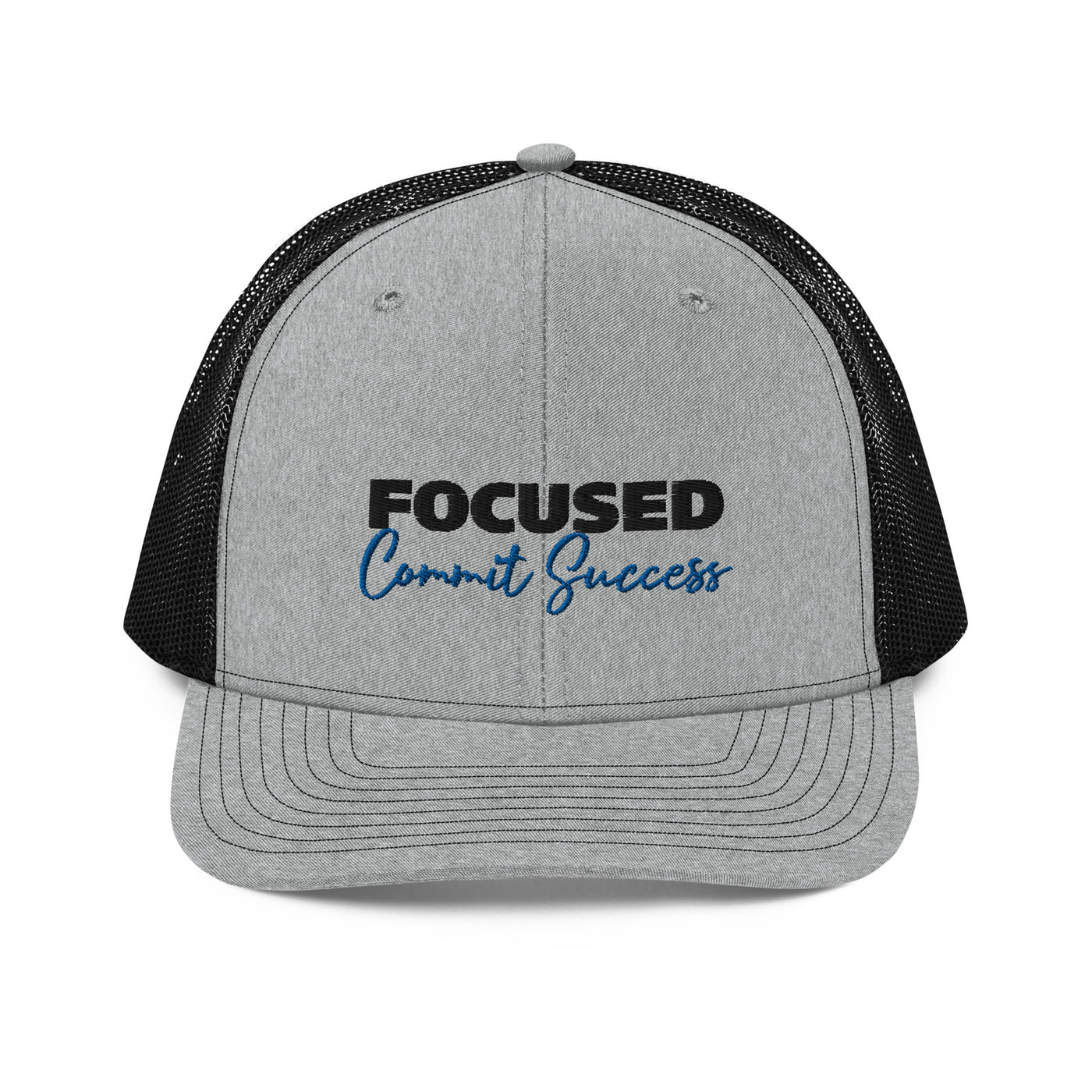 Snapback Heather Grey and Black Trucker Cap - Focused Commit Success