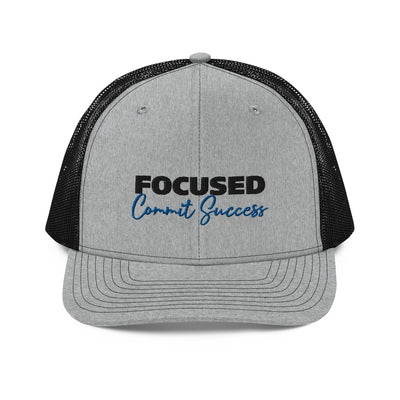 Snapback Heather Grey and Black Trucker Cap - Focused Commit Success