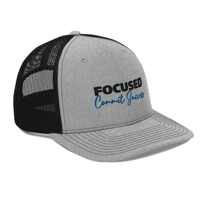 Snapback Heather Grey and Black Trucker Cap - Focused Commit Success