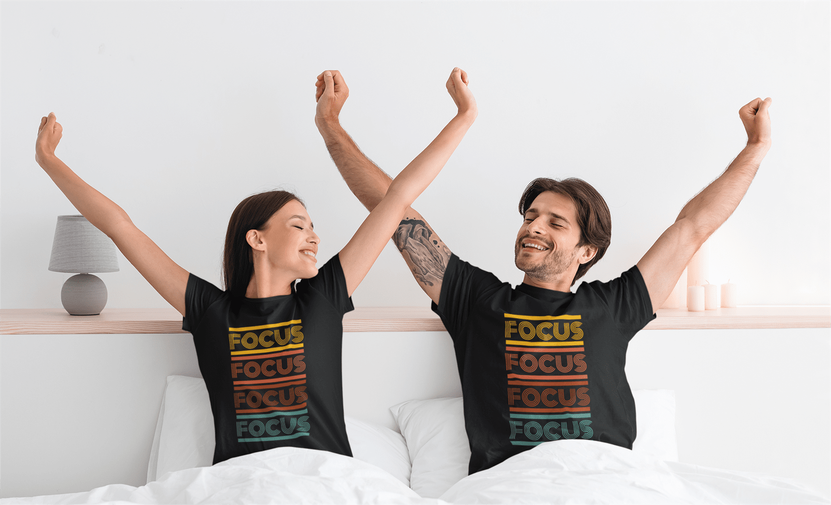 T-shirt Featuring a couple waking