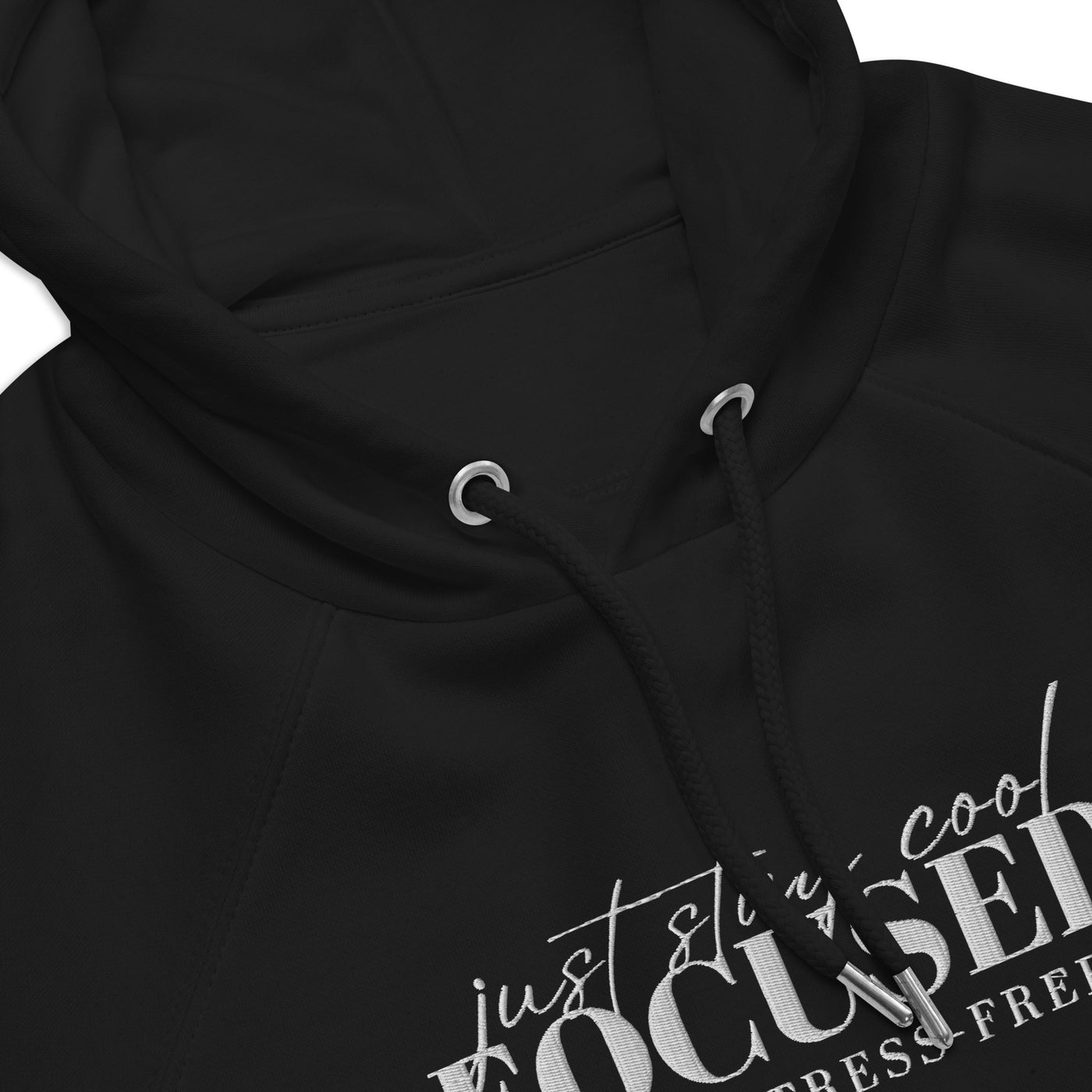 Women's Eco Raglan Embroidered Black Hoodie - Stay Cool Focused