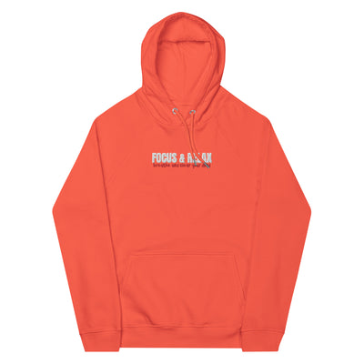 Women's Eco Raglan Embroidered Orange Hoodie - Focus and Relax