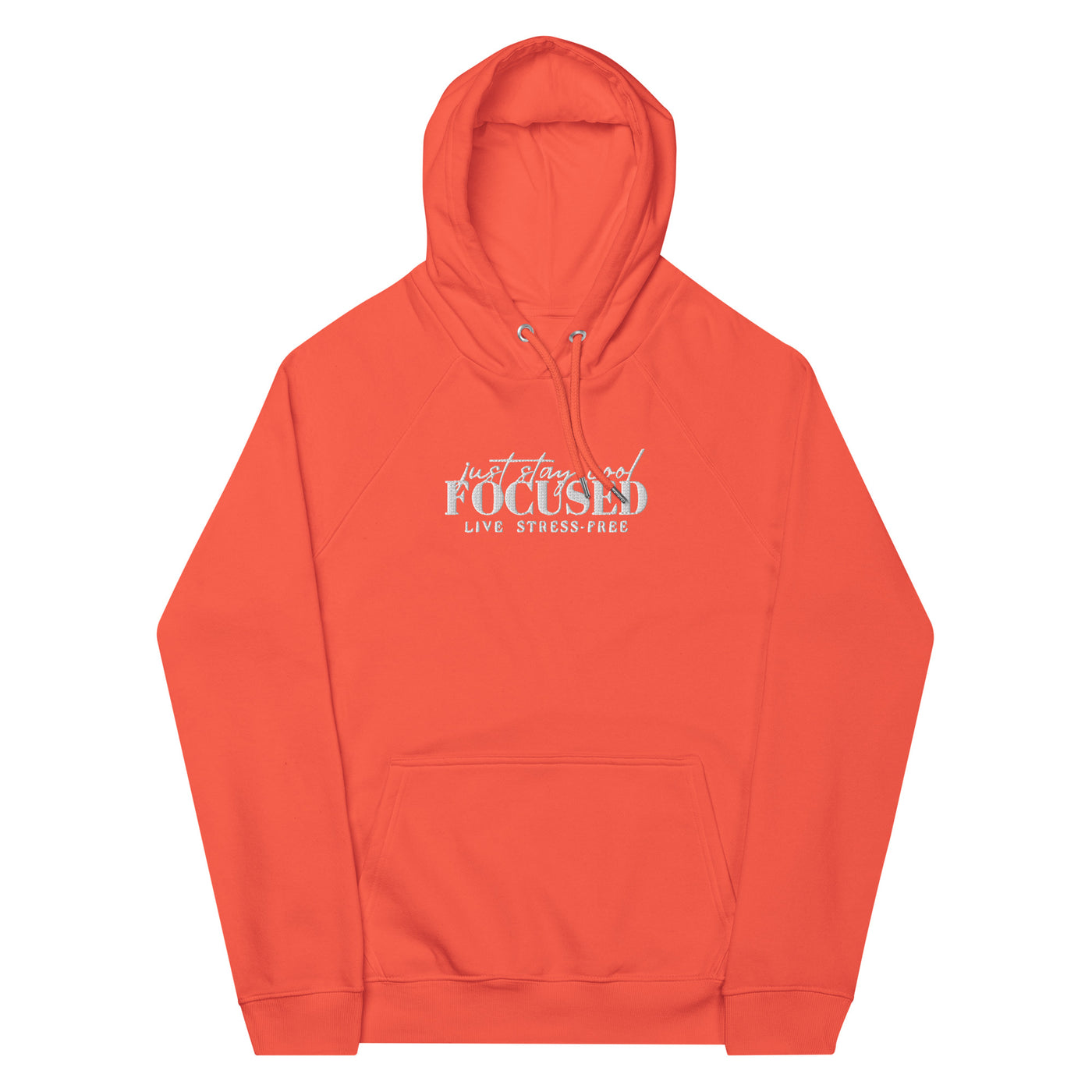 Men's Eco Raglan Embroidered Orange Hoodie - Stay Cool Focused