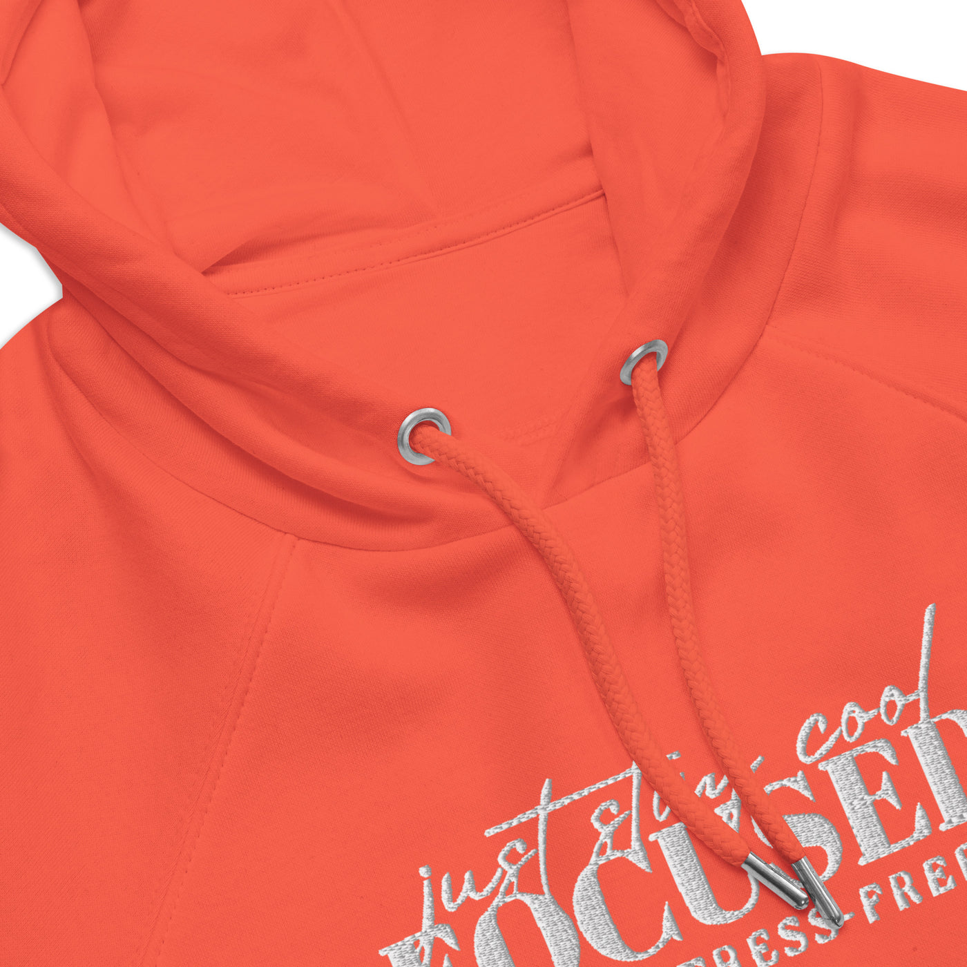 Women's Eco Raglan Embroidered Orange Hoodie - Stay Cool Focused