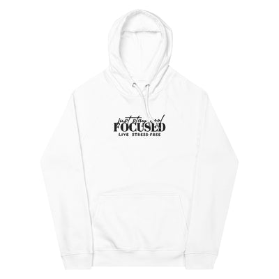 Women's Eco Raglan Embroidered White Hoodie - Stay Cool Focused