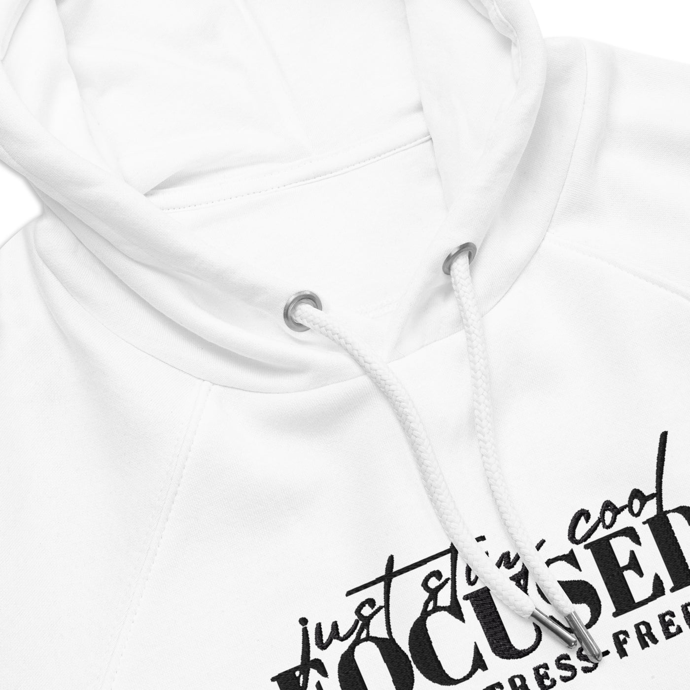 Men's Eco Raglan Embroidered White Hoodie - Stay Cool Focused