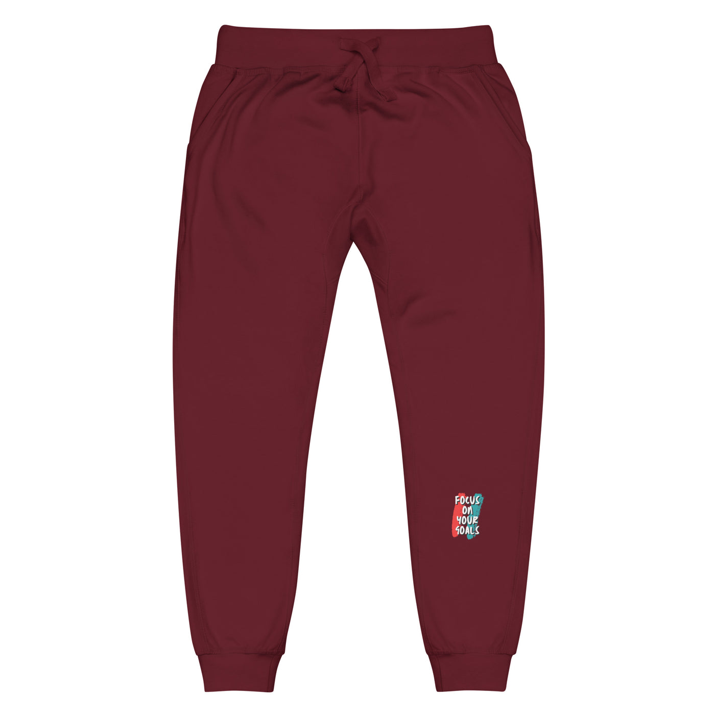 Men's Maroon Fleece Sweatpants - Focus On Your Goals