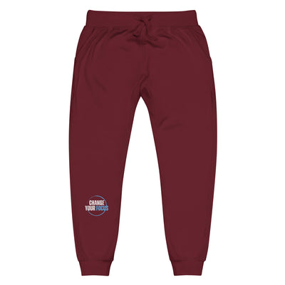 Women's Maroon Fleece Sweatpants - Change Your Focus