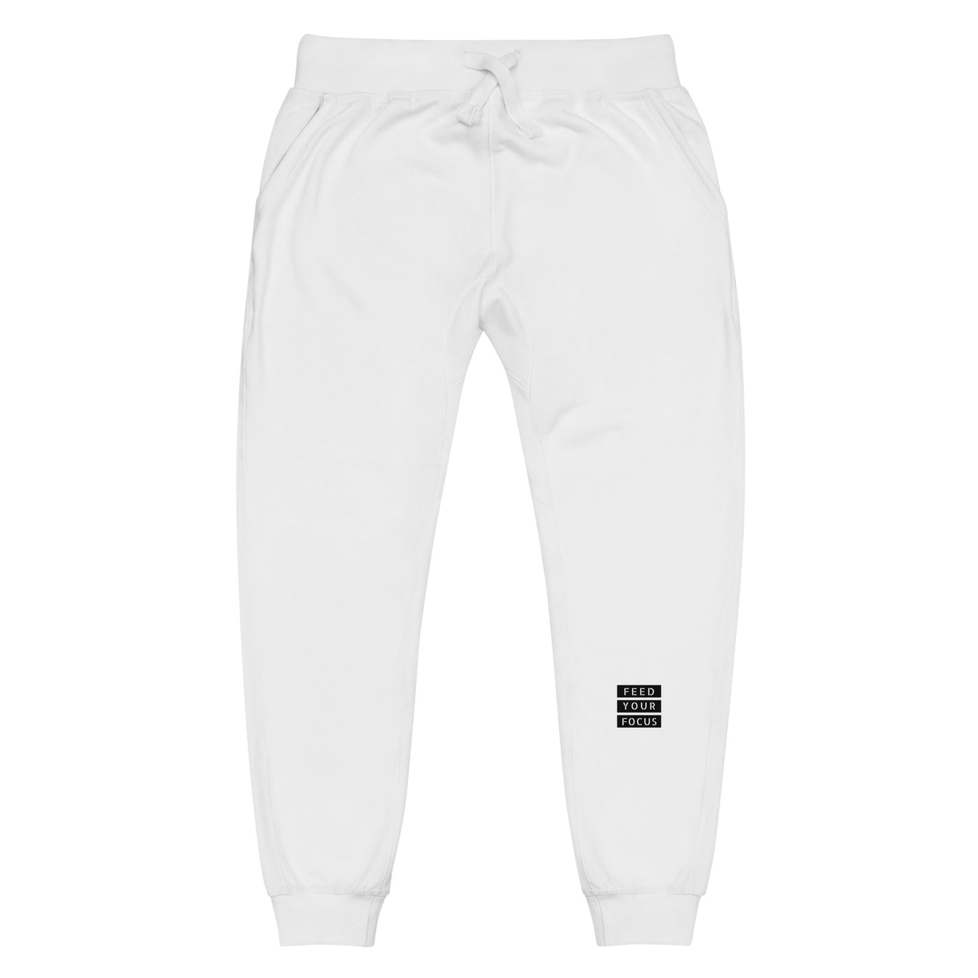 Men's White Fleece Sweatpants - Feed Your Focus