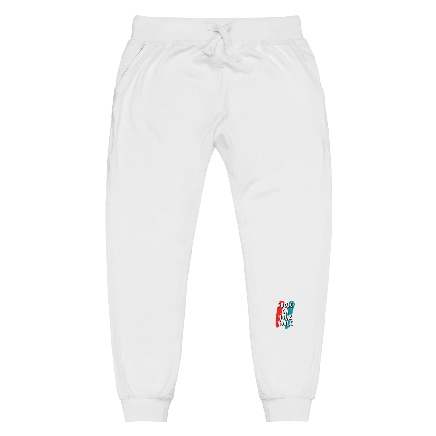 Women's White Fleece Sweatpants - Focus On Your Goals