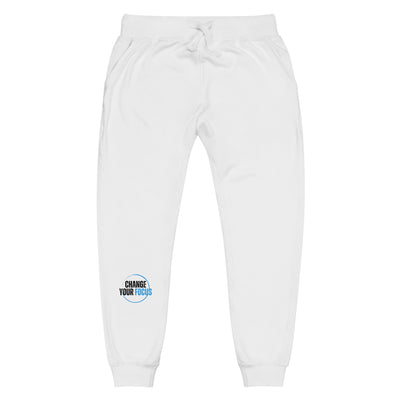 Men's White Fleece Sweatpants - Change Your Focus
