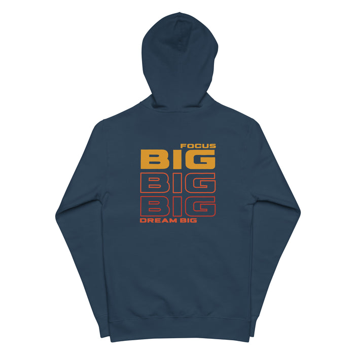 Men's Fleece Zip Up Navy Hoodie - Focus Big Dream Big