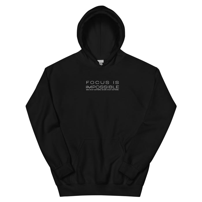 Men's Heavy Blend Embroidered Black Hoodie - Focus is Possible