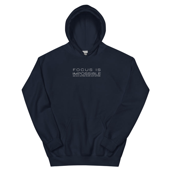 Men's Heavy Blend Embroidered Navy Hoodie - Focus is Possible