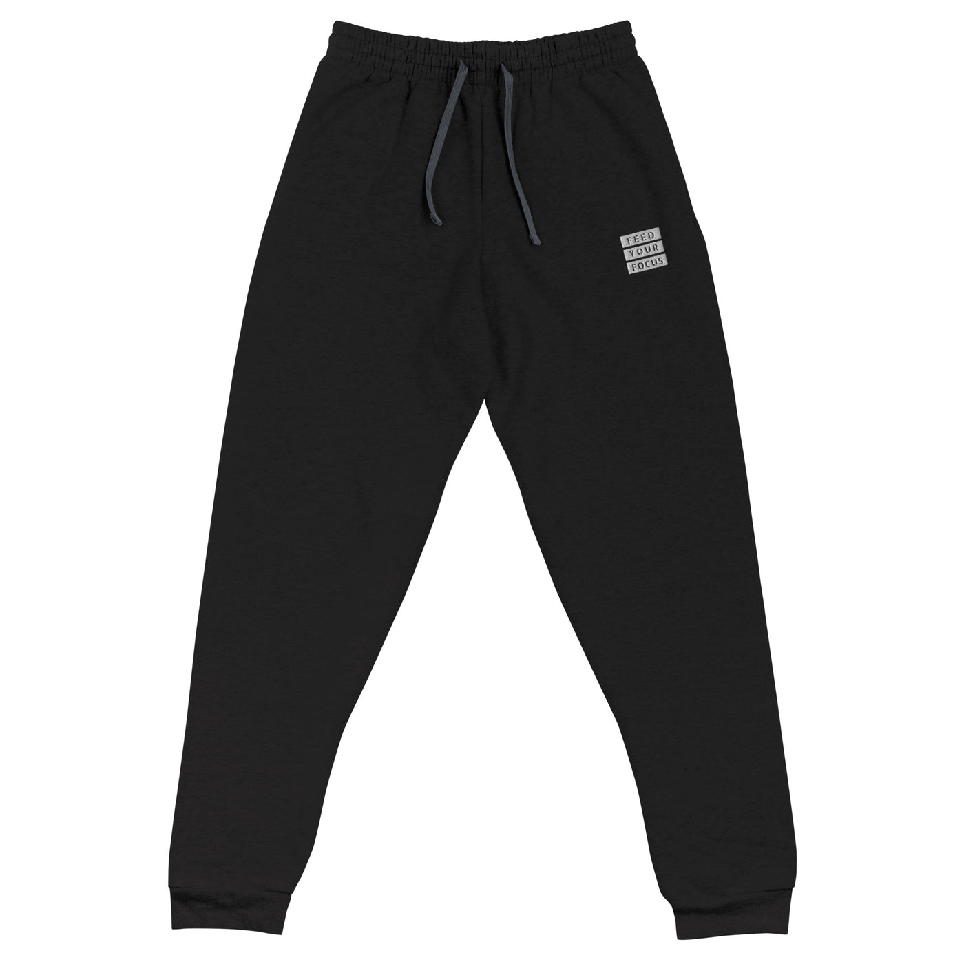 Men's Black Embroidered Joggers - Feed Your Focus
