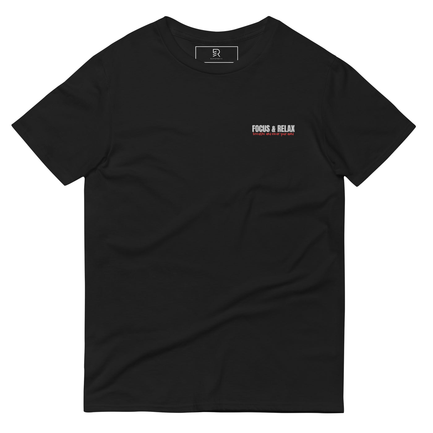 Men's Black Embroidered Lightweight T-Shirt - Focus & Relax