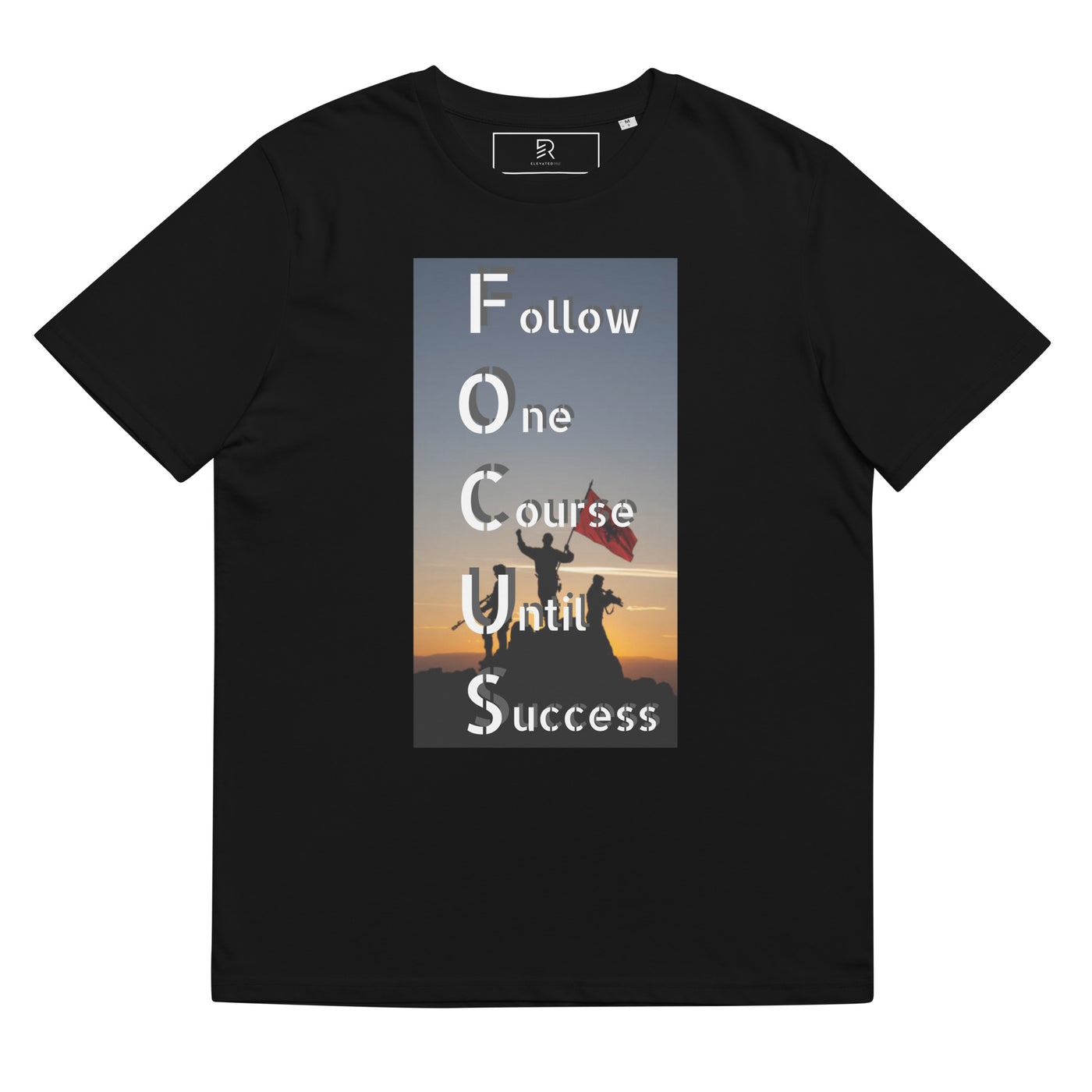 Men's Organic Black Cotton T-Shirt - Focus Success