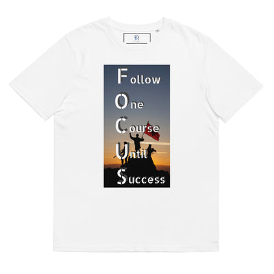 Men's Organic White Cotton T-Shirt - Focus Success