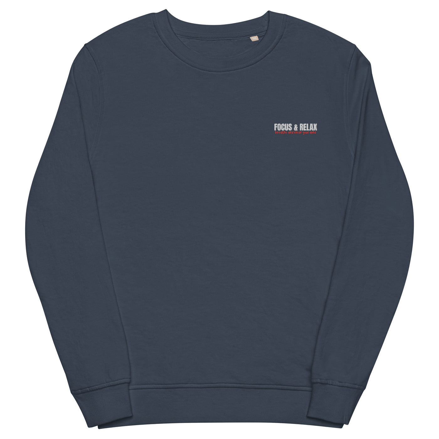 Women's Embroidered Organic French Navy Sweatshirt - Focus & Relax