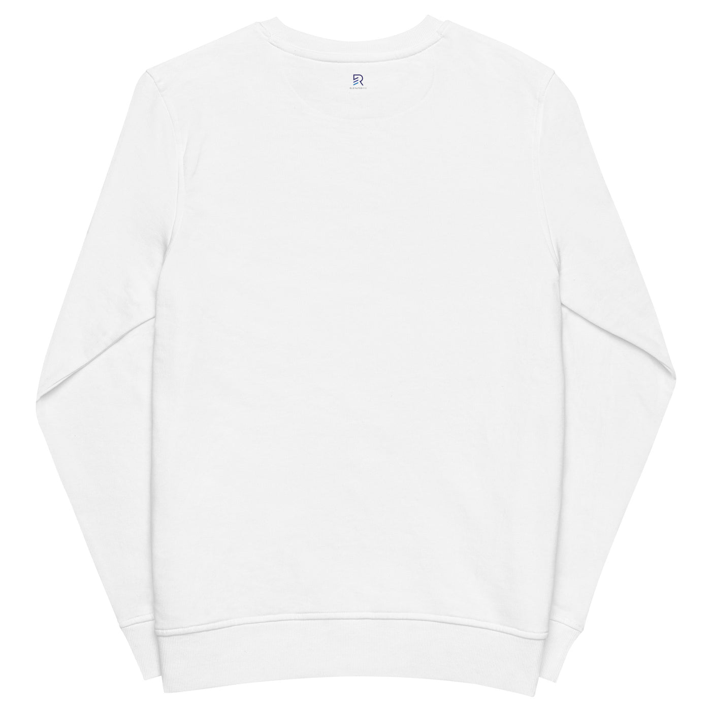 Men's Embroidered Organic White Sweatshirt - Focus & Relax