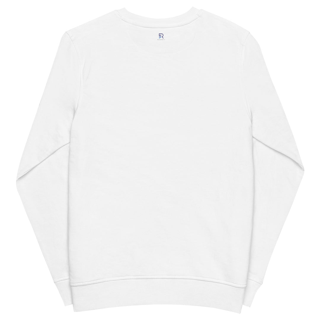 Women's Embroidered Organic White Sweatshirt - Focus & Relax