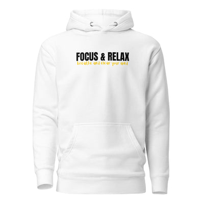 Men’s White Hoodie - Focus and Relax
