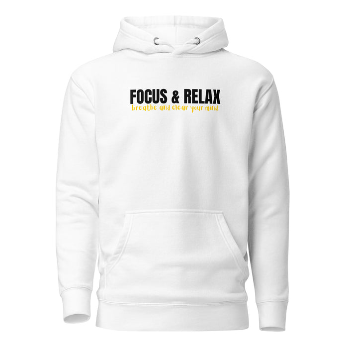 Men’s White Hoodie - Focus and Relax