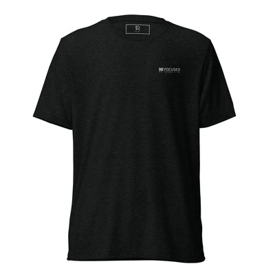 Men's Solid Black Tri-Blend Embroidered T-Shirt - Be Focused Proverbs 4:25
