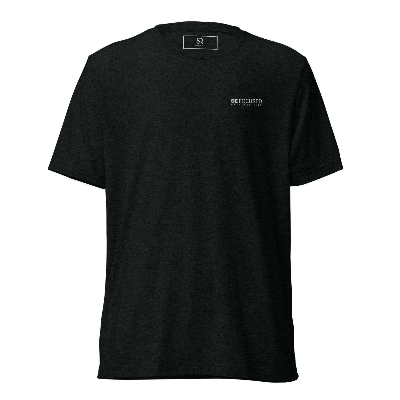 Women's Solid Black Tri-Blend Embroidered T-Shirt - Be Focused Proverbs 4:25