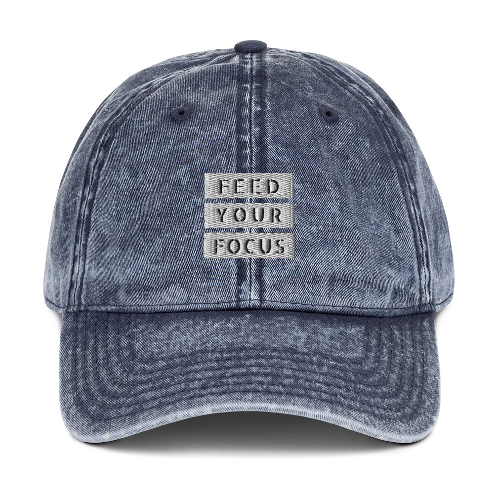 Vintage Navy Cotton Twill Cap - Feed Your Focus