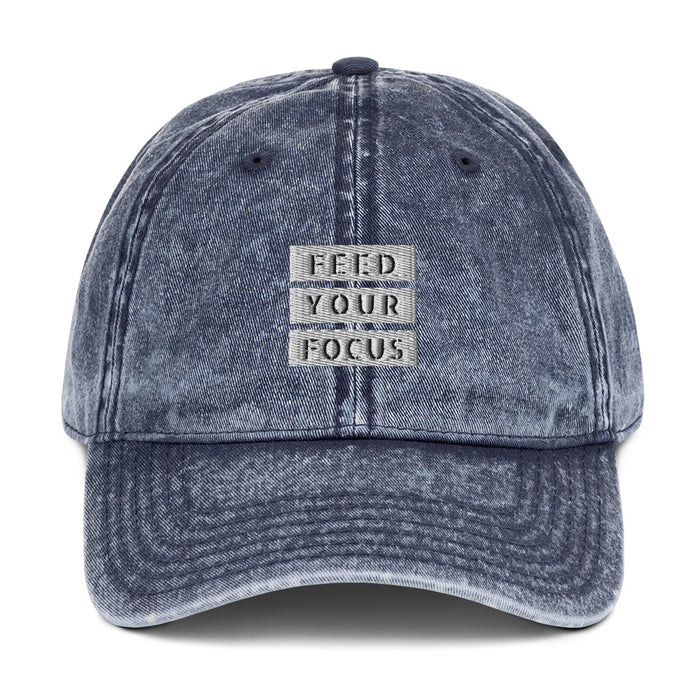 Vintage Navy Cotton Twill Cap - Feed Your Focus
