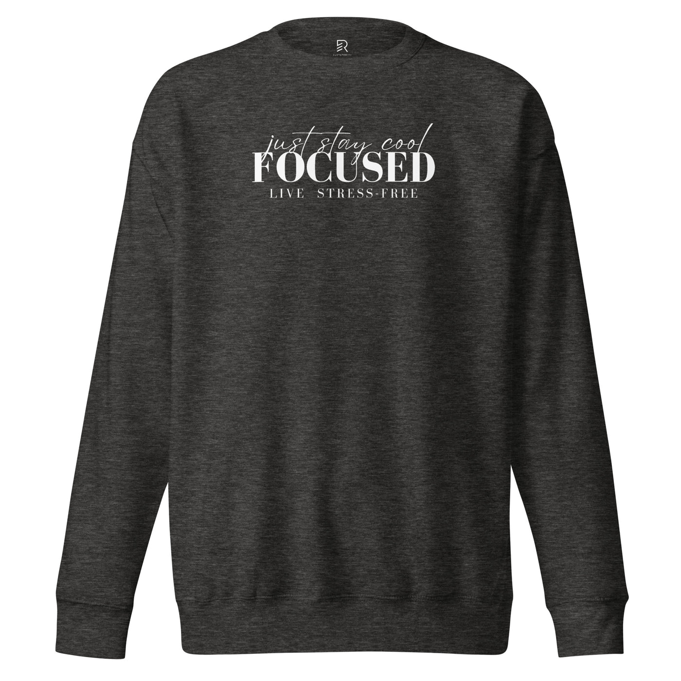 Women's Premium Dark Gray Sweatshirt - Focus Live Stress-Free