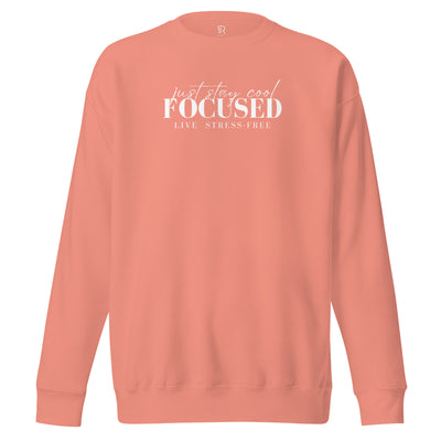 Women's Premium Pink Sweatshirt - Focus Live Stress-Free