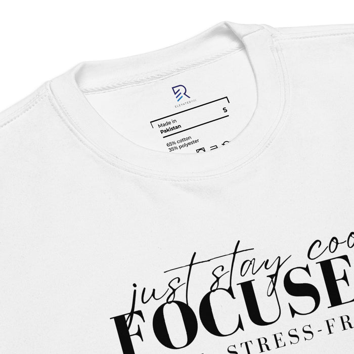 Women's Premium White Sweatshirt - Focus Live Stress-Free