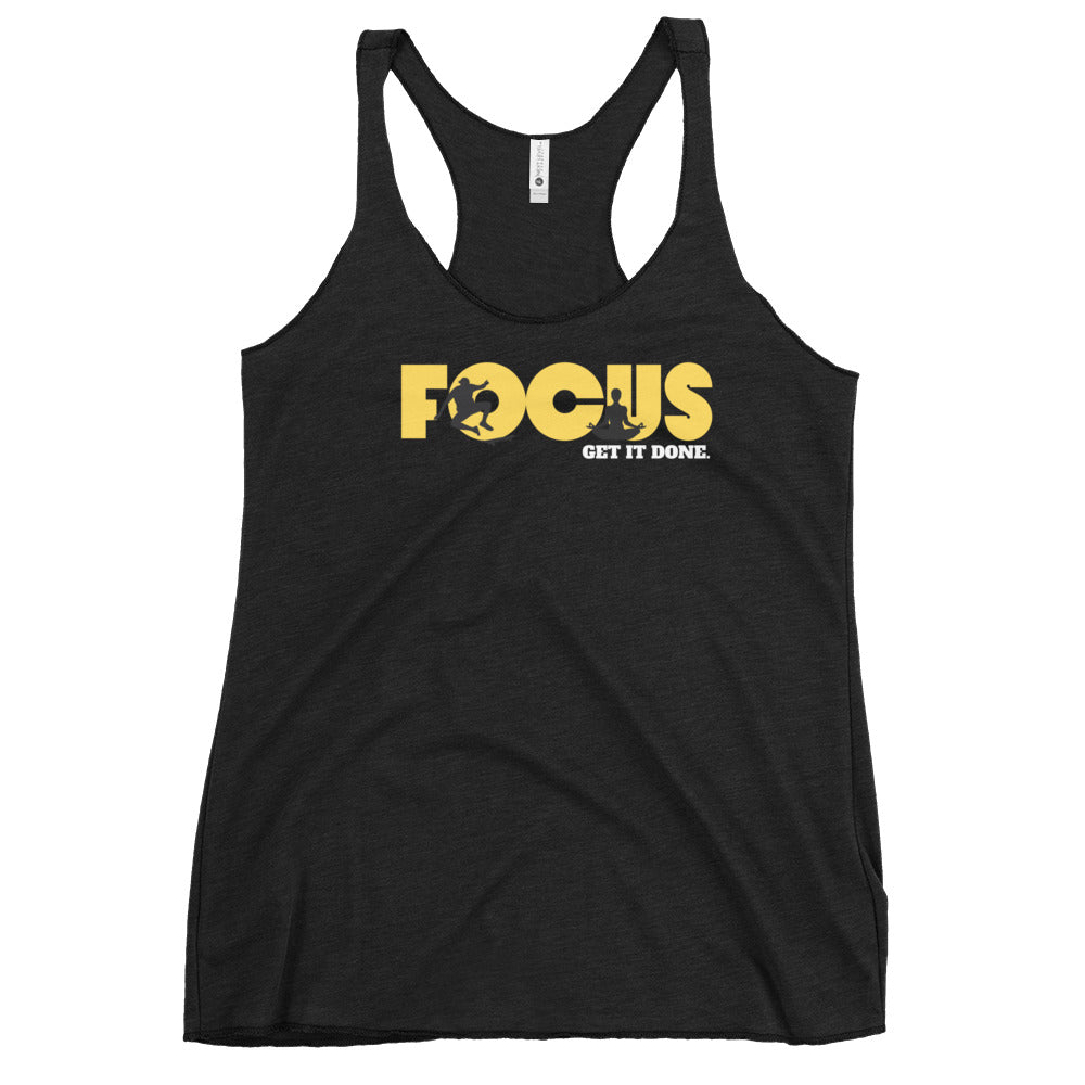 Women's Racerback Black Tank Top - Stay Focus Get It Done