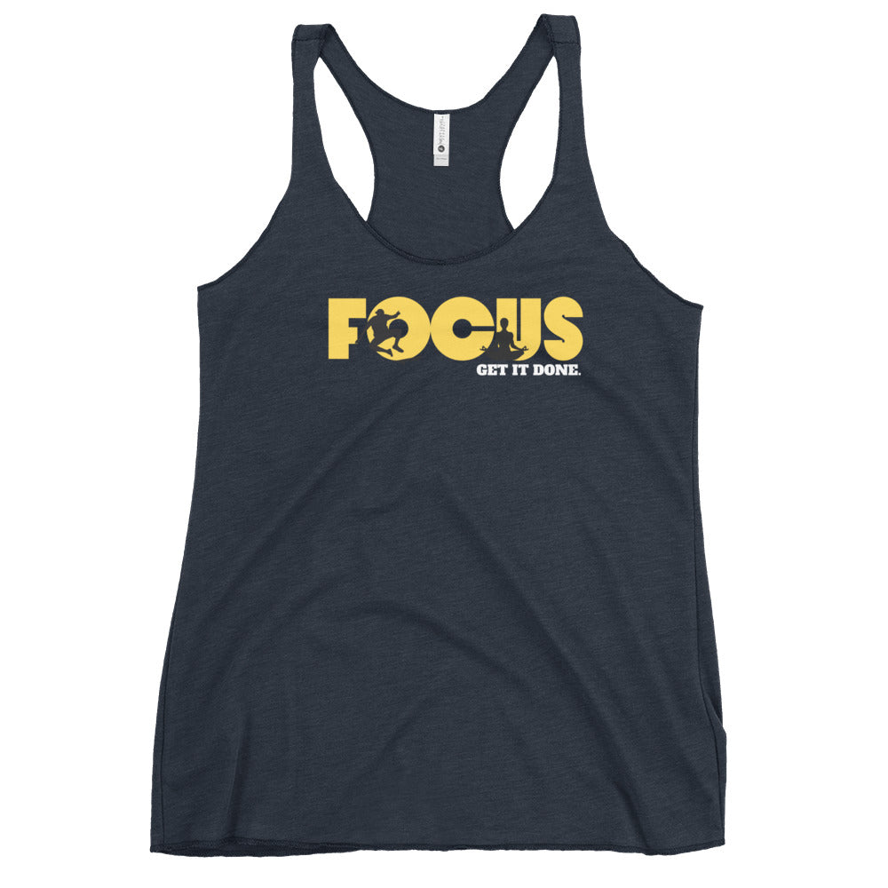 Women's Racerback Navy Tank Top - Stay Focus Get It Done