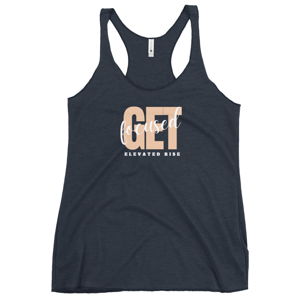 Women's Racerback Navy Tank Top - Get Focused