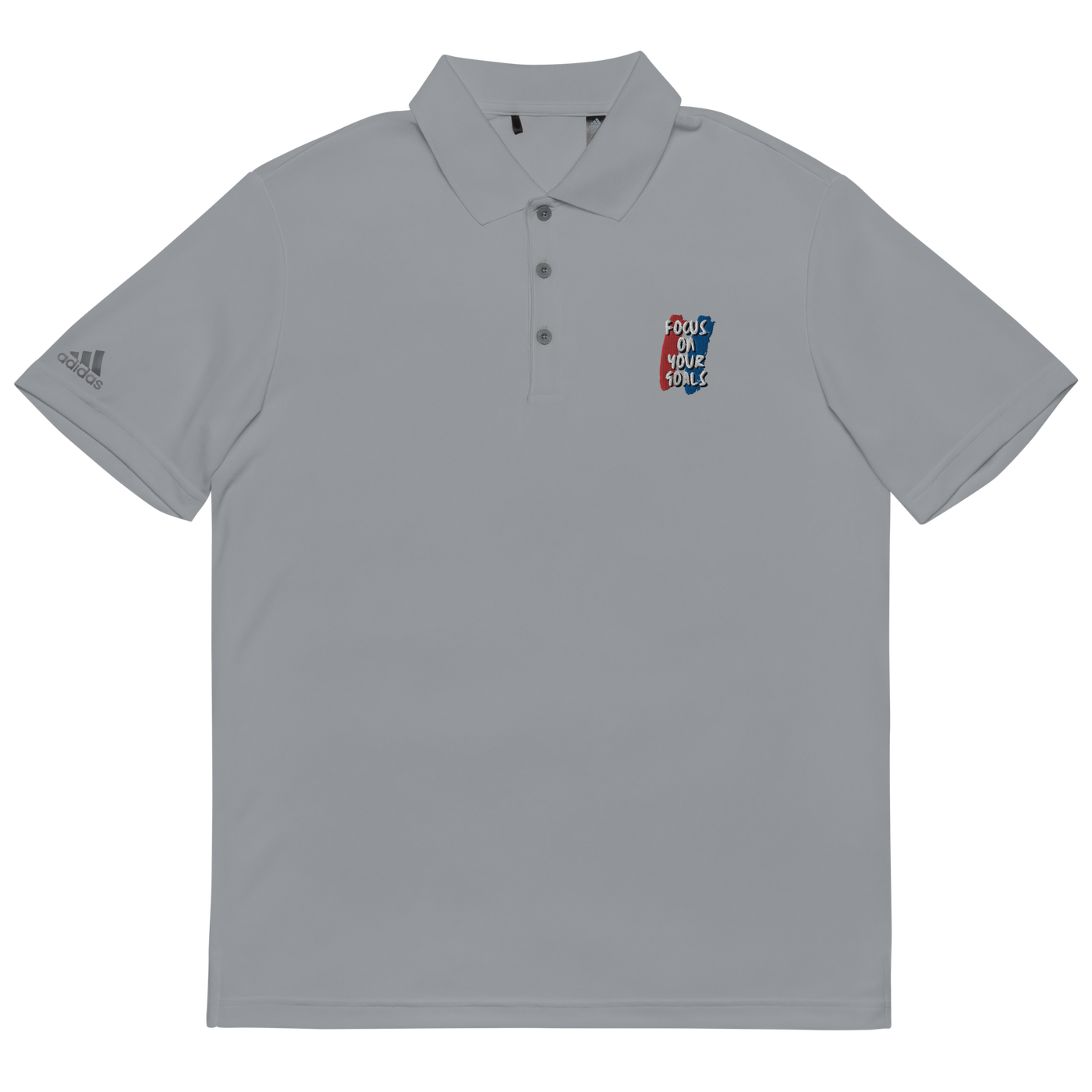 Adidas Performance Embroidered Gray Polo Shirt - Focus On Your Goals
