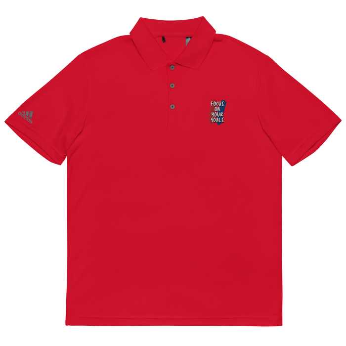 Adidas Performance Embroidered Red Polo Shirt - Focus On Your Goals