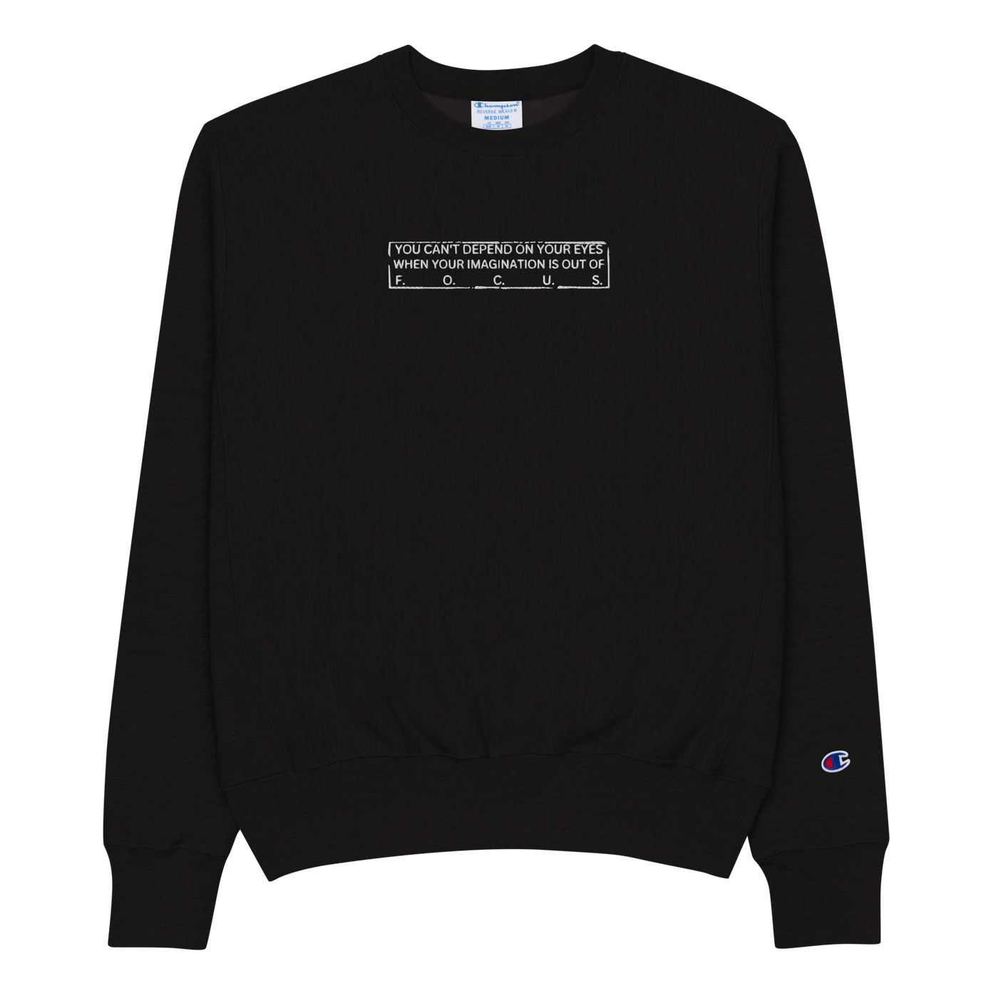 Men’s Champion Embroidered Black Sweatshirt - Out of Focus