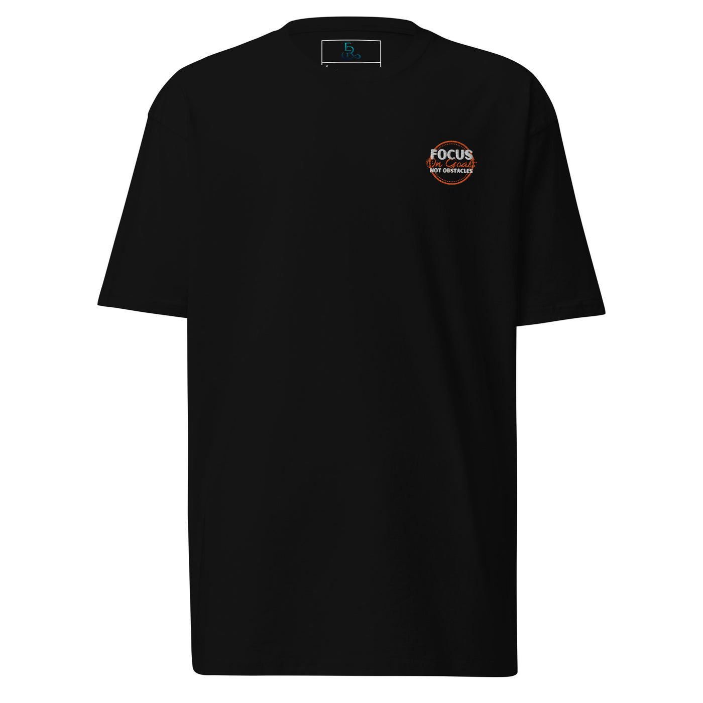 Men’s Premium Embroidered Black Heavyweight Tee - Focus on Goals