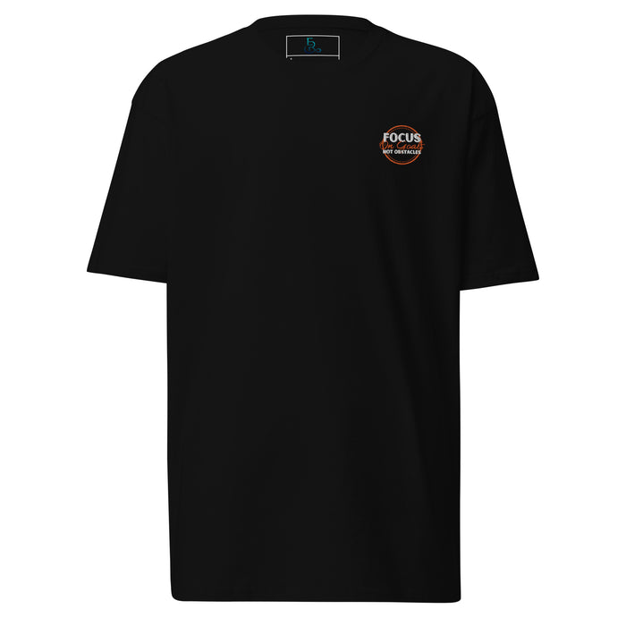 Men’s Premium Embroidered Black Heavyweight Tee - Focus on Goals