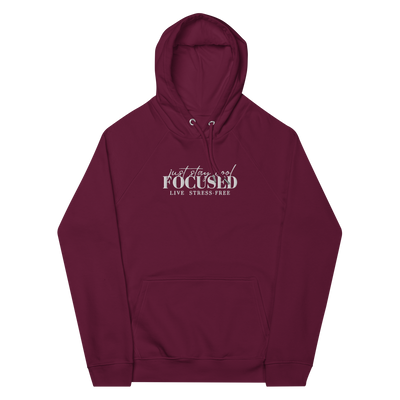 Women's Eco Raglan Embroidered Burgundy Hoodie - Stay Cool Focused