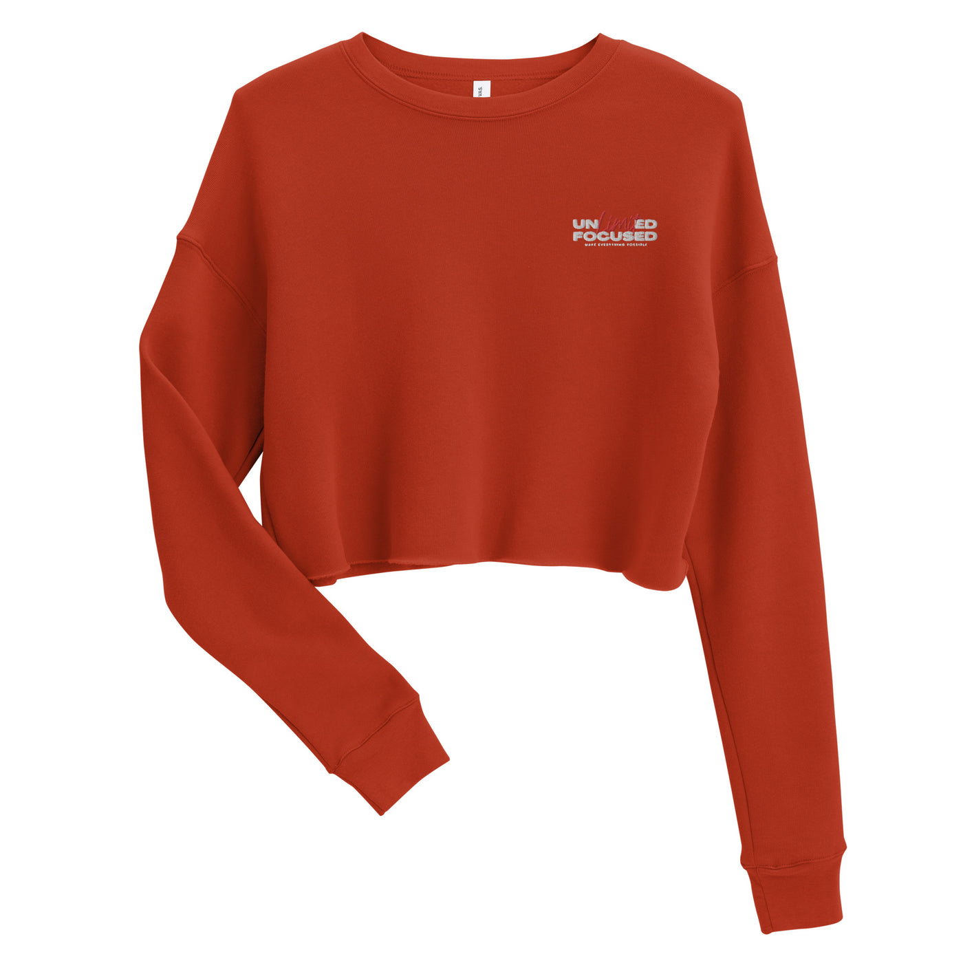 Women's Embroidered Brick Cropped Sweatshirt - Unlimited Focused